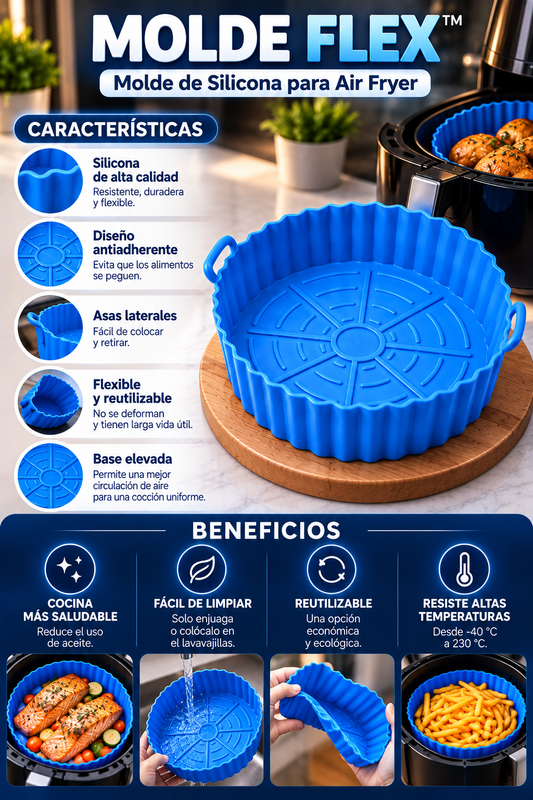 Molde Flex™ | Molde de Silicona para Air Fryer