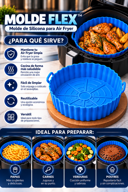 Molde Flex™ | Molde de Silicona para Air Fryer